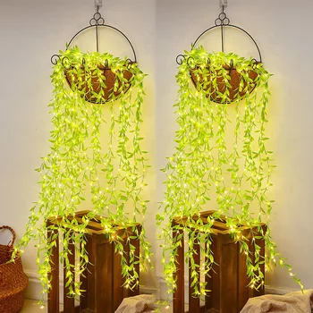 Artificiale Ivy Salcie Ghirlandă cu LED-uri False de Viță-de-vie Șir de Lumini de Perete Petrecere de Nunta Decor Acasă Verde Agățat de Plante Lumini de Basm