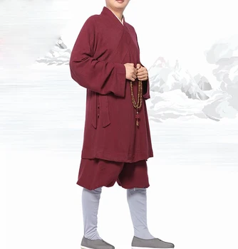 UNISEX de Toamnă și de Primăvară bumbac și lenjerie de pat rosu/albastru budist zen lohan arhat haine de călugăr shaolin kung fu costume pune meditație uniforme