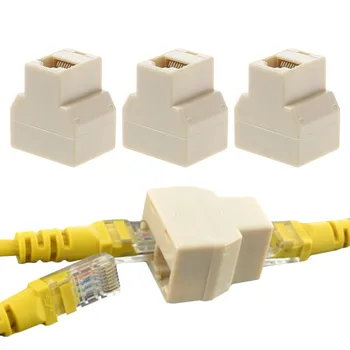 3Pcs/set 1 La 2 Mod de LAN Cablu de Rețea Ethernet RJ45 Feminin Conector Splitter Adaptor pentru Calculator Alb de Înaltă Calitate