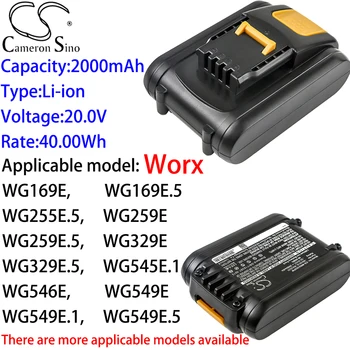 Cameron Sino Litiu Baterie de 2000mAh 20.0 V pentru Worx WX523,WX678,WG150,WG151,WG151.5,WG152,WG153,WG154,WG155,WG155.5, WG156