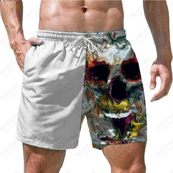 2023 Vara Fierbinte de Vânzare Bărbați Noua Moda pantaloni Scurți Pantaloni de Plajă Craniu de Imprimare 3D Hawaiian Beach Stil Casual pantaloni Scurți pentru Bărbați