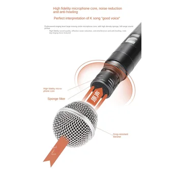 Microfon Wireless Profesionale UHF Înregistrare Karaoke Portabil 2 Canale Baterie cu Litiu pentru Etapa Biserică Scoala de Partid
