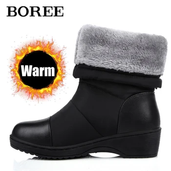 Femei Cizme Cizme Impermeabile Mid-Calf Pantofi de Iarna Pentru Femei Gros de Pluș Cald Feminin Cizme Anti-derapare Negru Pantofi Platforma