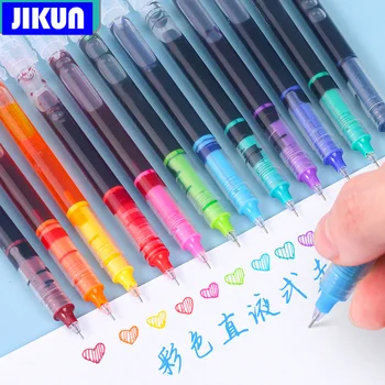 JIKUN 12 Culori Direct de lichid Pix cu Gel cu Uscare Rapidă Pixuri Colorate 0,5 mm Rollerball Pixuri Școală Papetărie de birou