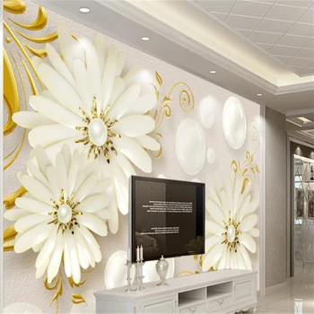 beibehang Personalizate murală flori albe high-end relief minimalist modern, bijuterii decorative pictura hotel tapet de fundal