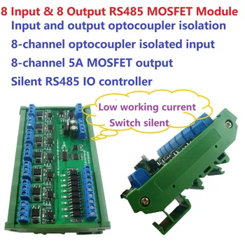 DC12V 24V 8I8O Digital UART RS485 Modbus RTU Control Comutator Bord Releu DIN 35 C45 Feroviar Cutie MOSFET Module De LED-uri PTZ PLC