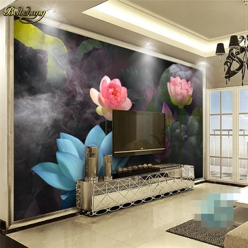 beibehang Fum lotus Personalizate papel de parede Murale 3D Tapet pentru Camera de zi Dormitor Canapea, TV Fotografie de Fundal de hârtie de Perete roll