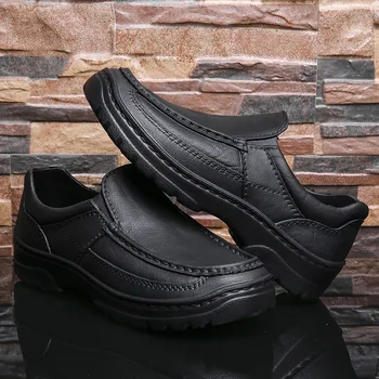 Negru Casual din Piele Pantofi Bărbați Rotund Deget de la picior Moale Fund Non-alunecare de Mocasini Exterior de Conducere Confortabil Încălțăminte Zapato Hombre Para