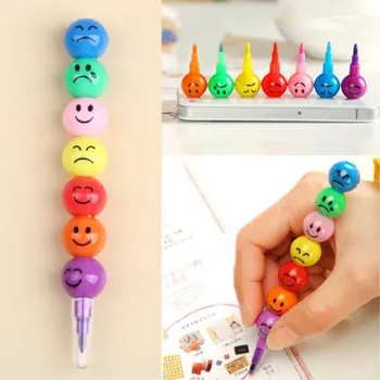 Zahăr-Haws Acoperite de Desene animate Zâmbet Graffiti Pen 7 Culori Creioane de Ceară Creion Creative Papetarie Cadouri pentru Copii