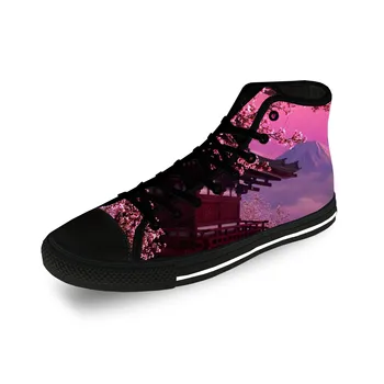 SAKURA CHERRY BLOSSOM Florale Casual Pânză de Moda 3D de Imprimare Mare Sus Pantofi de Panza pentru Barbati Femei Usoare, Respirabil Adidași
