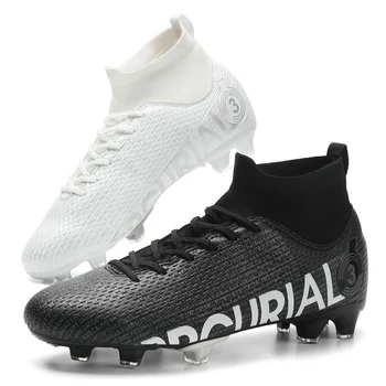 New Sosire pentru Bărbați Ghete de Fotbal de Mare Sus Pantofi de Fotbal Băieți Anti-Alunecare Iarba de Formare Ghete de Fotbal de FG/TF Cizme Largi Dimensiuni 31-48
