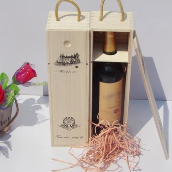 Cutie de Vin din lemn cu Mâner de Top de Crăciun, Ziua Tatălui, Tatăl, Bunicul Cadou