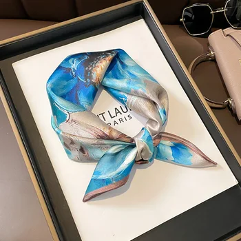 Brand De Lux 100% Reale Eșarfă De Mătase Femei Mici Batiste Panglica De Păr Banda De Susținere Cravată De Sex Feminin Design Pătrat Bandană 2023