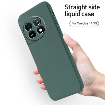 Un Plus de Caz 11 Bomboane Margine Dreaptă Lichid de Silicon Moale Capacul din Spate Pentru OnePlus11 OnePlus 11 5G Obiectiv Proteja rezistent la Șocuri Coque