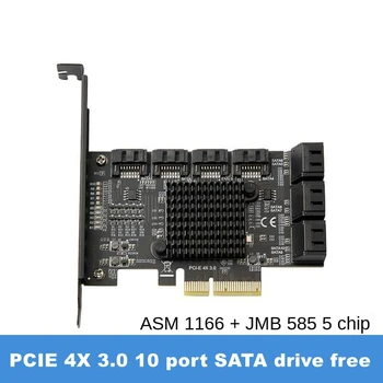 SATA PCI-E Adapter 10 Porturi PCI Express X4, SATA 3.0 6Gbps Interfață Rata de Expansiune Card Controler pentru HDD ASM1166 Accesoriu