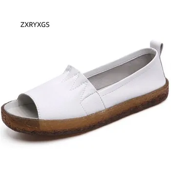 ZXRYXGS cel mai bine vandut Roman Sandale Pantofi Plat 2023 Primavara-Vara din Piele de Pește Gura Pantofi Confort Talpă Moale Pantofi Casual