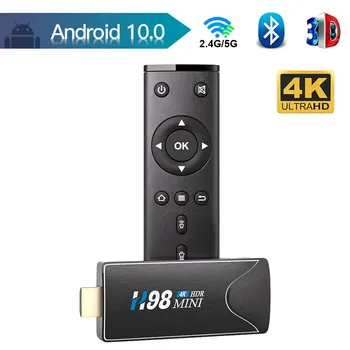 Mini TV Stick Android 10 4K HD 2G 16G Android TV Box 2.4 G 5G Dual Wifi Smart TV Box H. 265 Media Player, Receptor TV Set Top Box