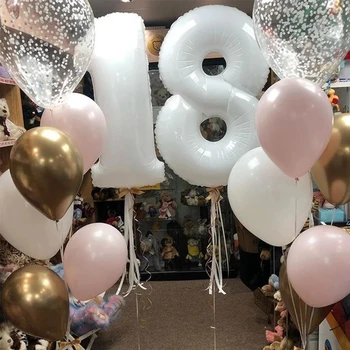 30inch Alb Număr de Baloane Gonflabile 0 1 2 3 4 5 6 7 8 9 Balon de Folie de Ziua de nastere Copii Decor Petrecere Copil de Dus Provizii