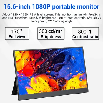 15.6 Monitor Portabil 300 Nits IPS FHD Apple pentru iPhone, Macbook Laptop PC Comutare Telefon PS5/4 HDR LCD Mobil HDMI Tip C de Afișare