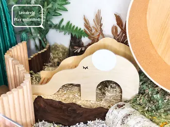 Șobolanul Ascunzătoarea Cuib Pictate manual din Lemn Elefant Slide Camera Casa Hamster Exercițiu de Jucării pentru Pitici Șobolan Mic Cușcă de Animale Decor