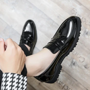 2023 Primavara Toamna Stil Britanic Negru Hombre Brevet Leahter Haimana Sporind Pantofi Pentru Bărbați Business Casual Rochie de Ceremonie
