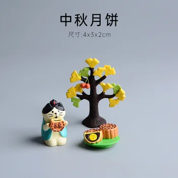 Desene animate Mini Cifre Iepure Pisică Figurina Simulare Chineză Tort de Orez Tort Luna Casă de Păpuși Acasă DIY Decorare Accesorii Jucarii
