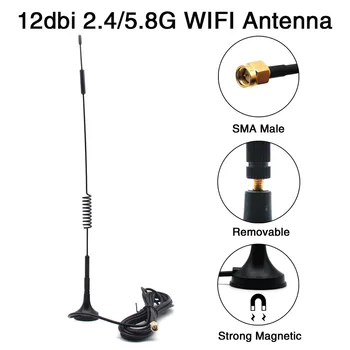 12dbi Antena WIFI 2G 3G 4G 5G Dual Band pol antena SMA Male conector RP-SMA Male cu bază Magnetică pentru Router Camera Amplificator de Semnal