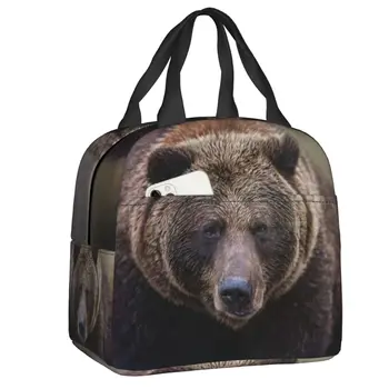 Ursul brun Izolate masa de Prânz Geanta Tote pentru Femei, Copii Portabil Termică Cooler masa de Prânz Caseta de Călătorie Camping Alimentare Picnic Saci de Containere