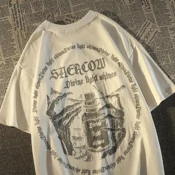 Vara Bărbat Tricou Gothic Horror Craniu de Imprimare Maneca Scurta Tricou Harajuku Haine Punk Streetwear Topuri Supradimensionate T-shirt