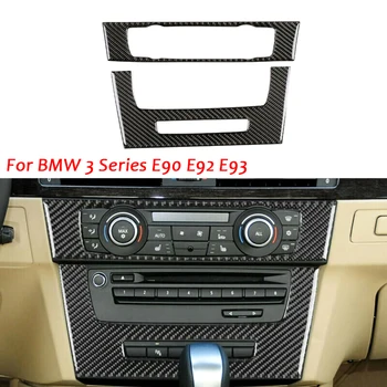 Pentru Bmw E90 E92 E93 Fibra de Carbon Mașină de Decor Interior Consola centrala CD AC Panou de Autocolant Garnitura Capac Accesorios Para El Coche