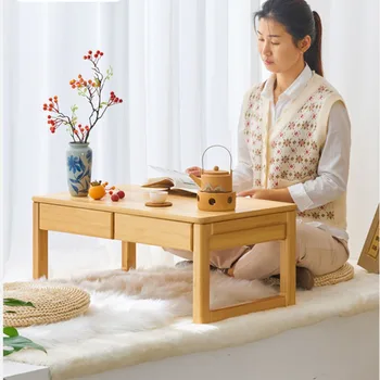 Tatami Japonez Masuta De Cafea Din Bambus Material Cameră Birouri Dublu Desen De Proiectare Masă Dulce Gros Și Stabil, Mobilier Camera De Zi