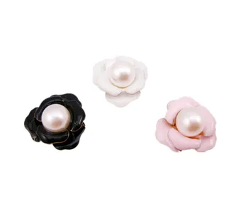 1,5 cm Pearl Flori Camellia Telefon Mobil DIY Spate Plat Aliaj de Decor
