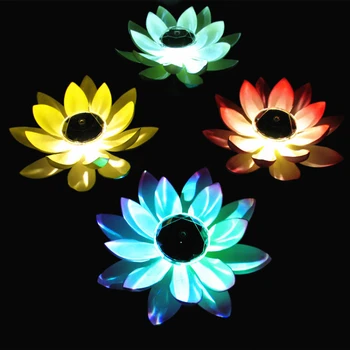 Solar Lotus Lampă, LED-uri în Formă de Lotus Garden Piscină Decor Peisaj, CONDUS de Fantana Plutitoare Grădină cu Piscină Exterioară a Lămpii
