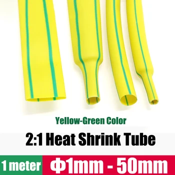 1 Metru Diametru 1mm-50mm Galben-verde Căldură Psihiatru Tub de 2:1 Poliolefină Termică Cablu Manșon Cablu, Izolate Sârmă Heatshrink Tub