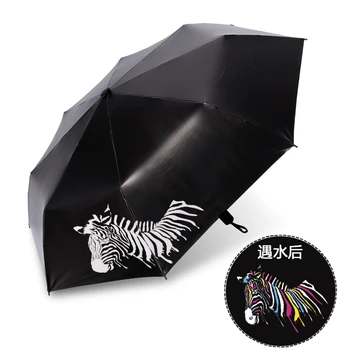 Windproof umbrela de ploaie femei de schimbare a culorii umbrela parasolar Pliere Umbrela de soare zebra mini pachet umbrela barbati pentru cadou HMJJ-1