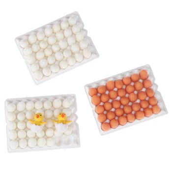 1Set casă de Păpuși în Miniatură Ouă Tava de Bucatarie Model Alimentar Decor DIY Accesorii Copii Pretinde Jucarii