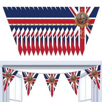 Regele Charles III Steaguri Union Jack Mini de Încoronare Triunghi Pavilion Mini-Pavilion Pentru a Sărbători Regelui Succesiune Fanioane Pentru Decor Acasă