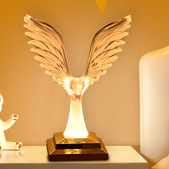 Cristal Vultur Lampa de Masa LED-uri Creative Pasăre Decor Aromoterapie Încărcare Wireless Dormitor Atinge Treapta a Treia Atmosferă de Lumină
