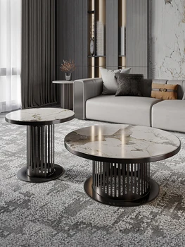 Italian de lux lumina rock placa de ceai de masă circulară minimalist modern apartament mic designer de creatie din oțel inoxidabil de mare și