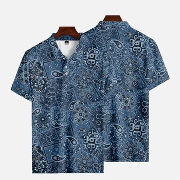 Hawaiian Vintage Stil Mozaic Tipărite de Vară pentru Bărbați Buton Jos Guler Polo Shirt Casual Maneca Scurta Barbati de Moda de Îmbrăcăminte