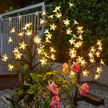 Grădină cu Gazon, cu Lumina 8 Moduri de Iluminare Copac în Formă de Solar Lumină în aer liber rezistent la apa IP65 Cale Curte Peisaj Lumina Cu Telecomanda