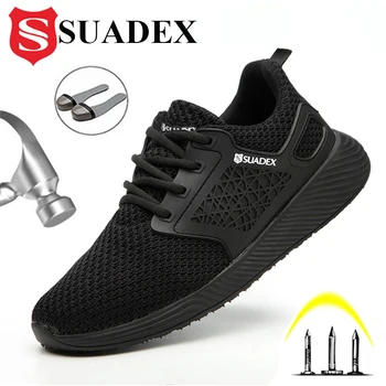 SUADEX Unisex Bărbați Femei Pantofi de protecție din Oțel Tep Puncție Dovada Pantofi de Lucru Ușoare în aer liber Respirabil Constructii Cizme Barbati