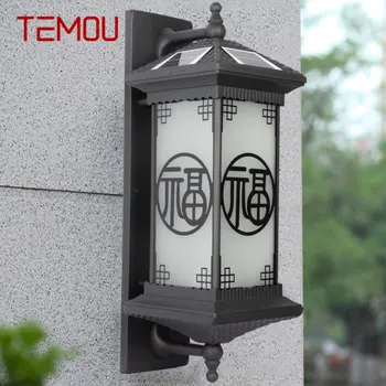 TEMOU în aer liber Solare Lampă de Perete Creativitatea Negru Tranșee Lumini LED-uri Impermeabil IP65 pentru Home Villa Balcon Curte
