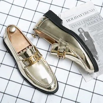Moda de înaltă calitate din piele pantofi 2023 nou de lux de aur din piele de brevet banchet de nuntă pentru bărbați pantofi Oxford pantofi pentru bărbați