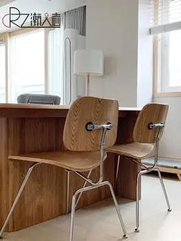 Din oțel inoxidabil scaun de luat masa Nordic creativ designer din lemn masiv înapoi scaunul casa, masa si scaun de lux lumina DCM curbat