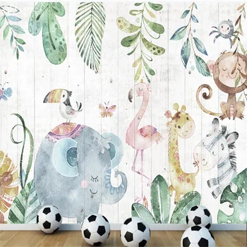wellyu Mână-pictat animale de pădure lemn cereale lemn copii, camera TV, canapea de fundal de perete personalizate pictura murala mare tapet