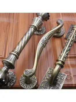 1 Buc Ușă De Sticlă, De Lemn Mâner Mare, În Stil European, Antic, Aliaj De Zinc, Îngroșarea Și Alungirea