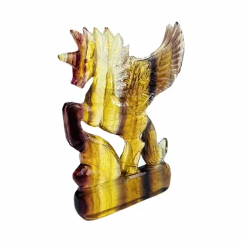1 BUC Natura Vindecare Piatră Sculptate Galben Cristal de Fluorit Animal Unicorn în Formă De Feng Shui SpirituaL Ornamente Energia Reiki