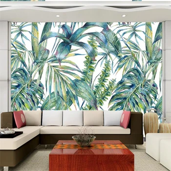 wellyu Personalizate pictura murala mare tapet verde papel de parede para quarto Nordic mână-pictat tropicale cu frunze TV de perete de fundal