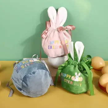 2 buc/lot Easter Bunny Iepure Saci de Urechi Sac de Catifea Cutie de Cadou Zahăr Cutie de Bomboane de Nunta Cutie Creative Drăguț Decor de Paști